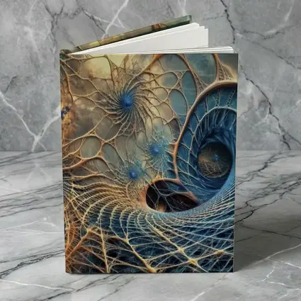 Fractal Web Spiral Abstract Blue Gold