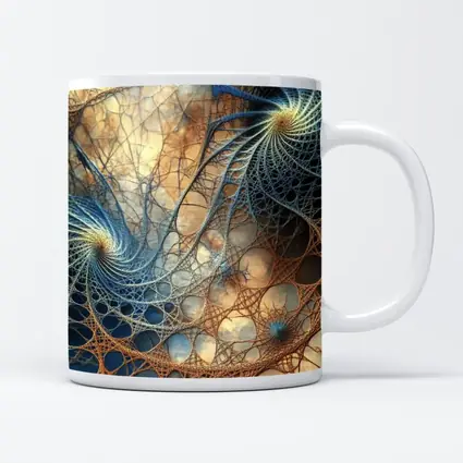 Fractal Spiral Web Abstract Blue Brown
