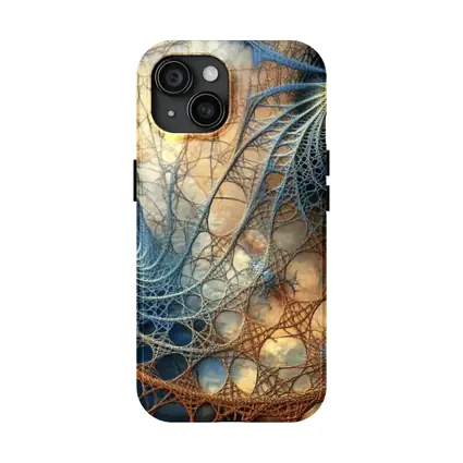 Fractal Spiral Web Abstract Blue Brown