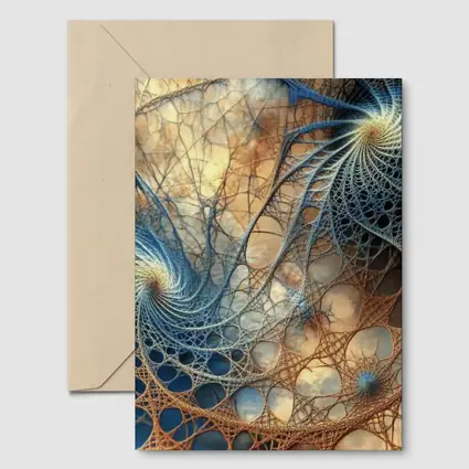 Fractal Spiral Web Abstract Blue Brown