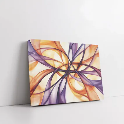 Abstract Purple Orange Swirling Ribbon Flow Art