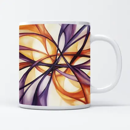 Abstract Purple Orange Swirling Ribbon Flow Art
