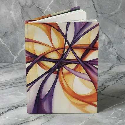 Abstract Purple Orange Swirling Ribbon Flow Art