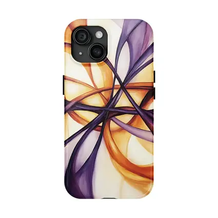 Abstract Purple Orange Swirling Ribbon Flow Art