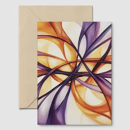 Abstract Purple Orange Swirling Ribbon Flow Art
