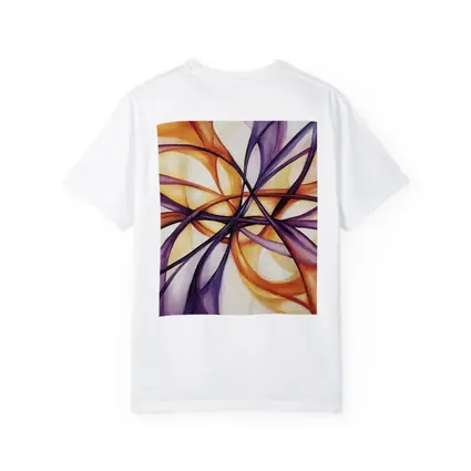 Abstract Purple Orange Swirling Ribbon Flow Art