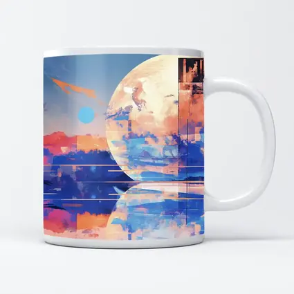 Abstract Moon Reflection Blue Sky Landscape