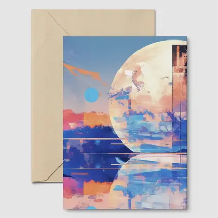 Abstract Moon Reflection Blue Sky Landscape