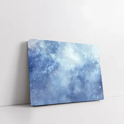 Blue Watercolor Galaxy Starry Night Art