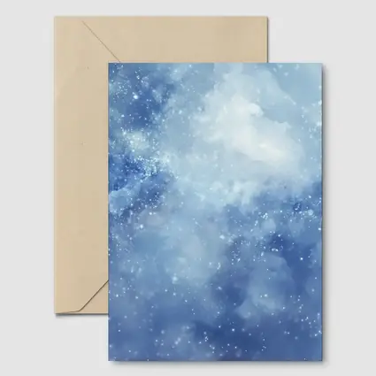 Blue Watercolor Galaxy Starry Night Art
