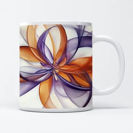 Orange Purple Abstract Flowing Ribbon Art