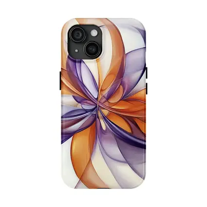Orange Purple Abstract Flowing Ribbon Art