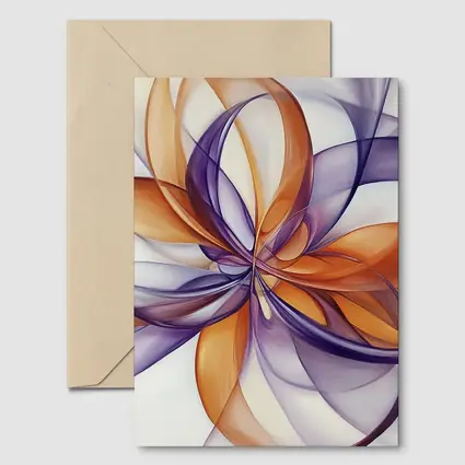 Orange Purple Abstract Flowing Ribbon Art