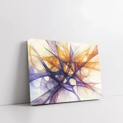 Abstract Purple Orange Geometric Lines Art