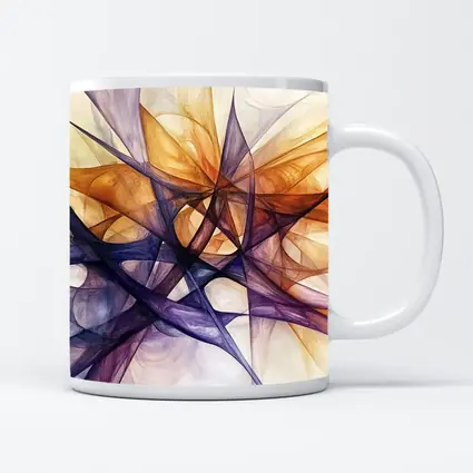 Abstract Purple Orange Geometric Lines Art