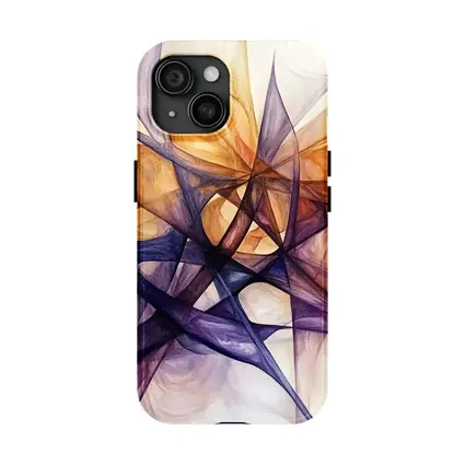 Abstract Purple Orange Geometric Lines Art