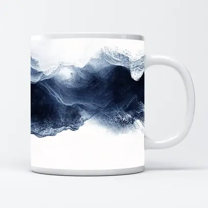 Dark Blue Ink Wave Abstract White Background