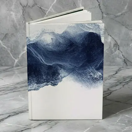 Dark Blue Ink Wave Abstract White Background