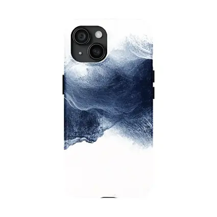 Dark Blue Ink Wave Abstract White Background