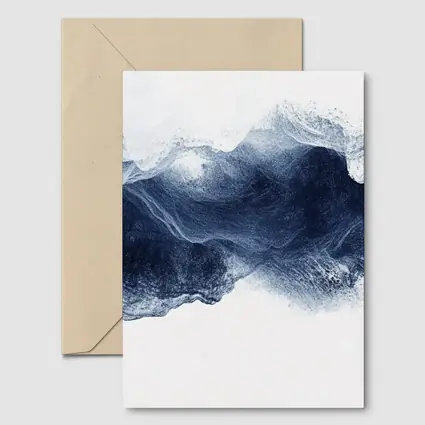 Dark Blue Ink Wave Abstract White Background