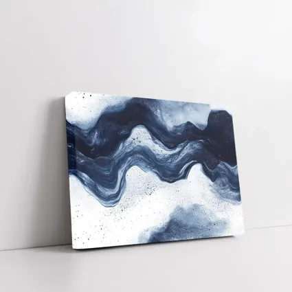Dark Blue Ink Wave Abstract White Background