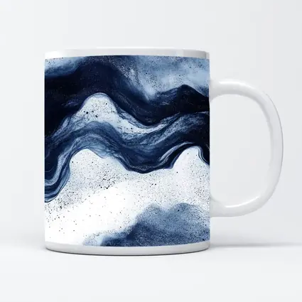 Dark Blue Ink Wave Abstract White Background