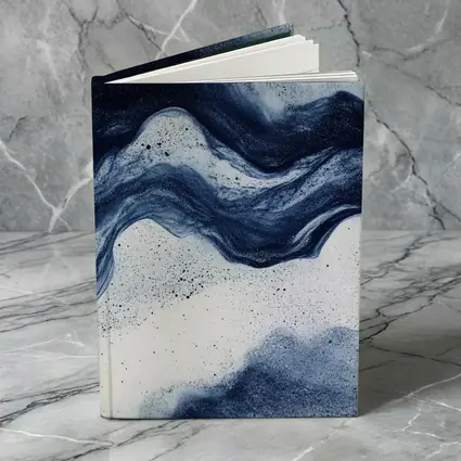 Dark Blue Ink Wave Abstract White Background