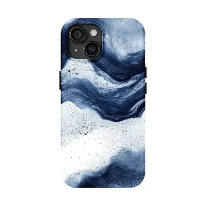 Dark Blue Ink Wave Abstract White Background