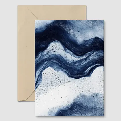 Dark Blue Ink Wave Abstract White Background