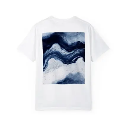 Dark Blue Ink Wave Abstract White Background