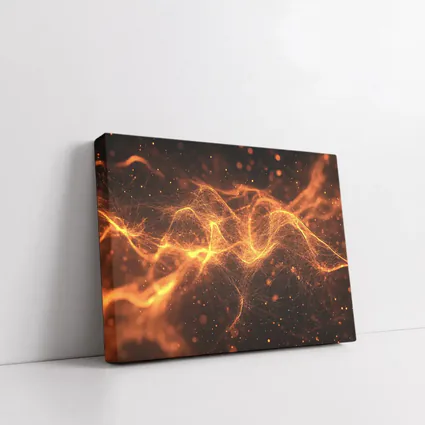 Golden Fire Particle Wave Dark Abstract