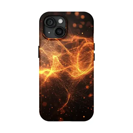 Golden Fire Particle Wave Dark Abstract