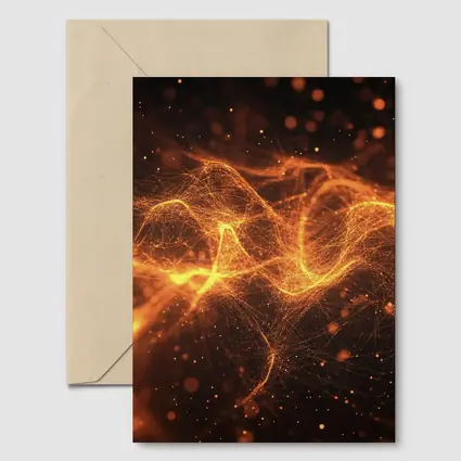 Golden Fire Particle Wave Dark Abstract