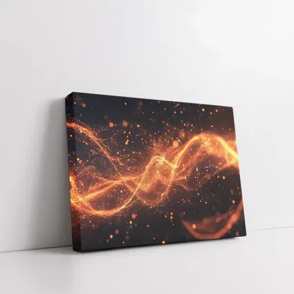 Golden Fire Particles Wave Dark Background