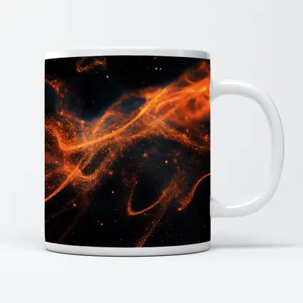 Orange Fire Particles Flowing Dark Space