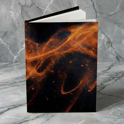 Orange Fire Particles Flowing Dark Space