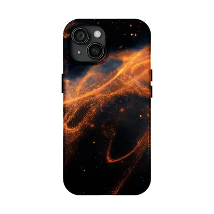Orange Fire Particles Flowing Dark Space