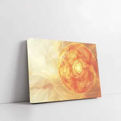 Golden Fractal Orb Swirling Orange Abstract