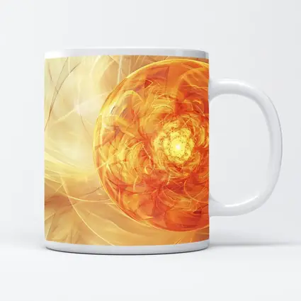 Golden Fractal Orb Swirling Orange Abstract