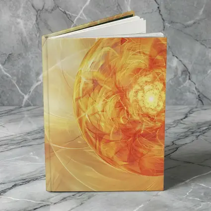 Golden Fractal Orb Swirling Orange Abstract