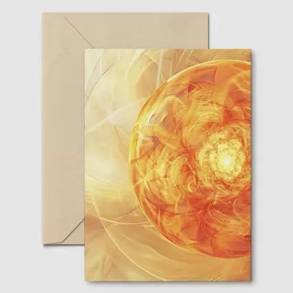Golden Fractal Orb Swirling Orange Abstract