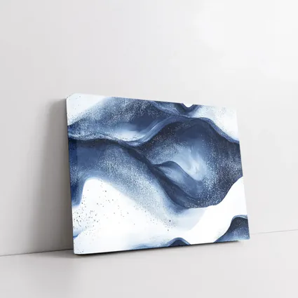 Dark Navy Blue Abstract Fluid Ink Art