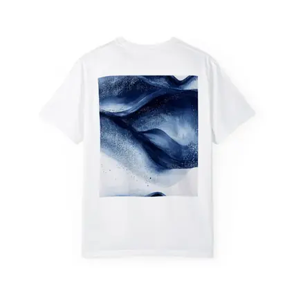 Dark Navy Blue Abstract Fluid Ink Art