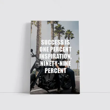 Success Quote Man on Motorcycle Palm Trees