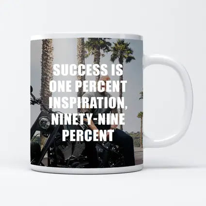 Success Quote Man on Motorcycle Palm Trees