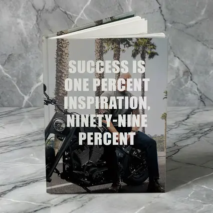 Success Quote Man on Motorcycle Palm Trees