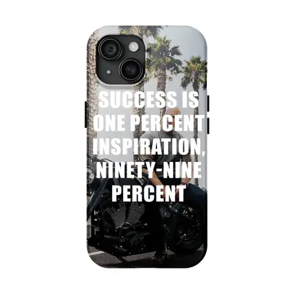 Success Quote Man on Motorcycle Palm Trees