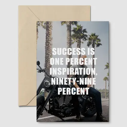 Success Quote Man on Motorcycle Palm Trees