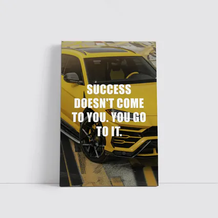 Success Quote Yellow Lamborghini Urus Car