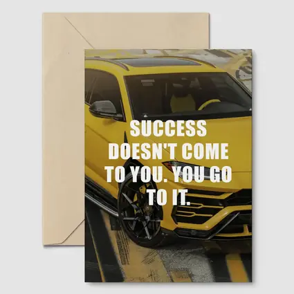 Success Quote Yellow Lamborghini Urus Car